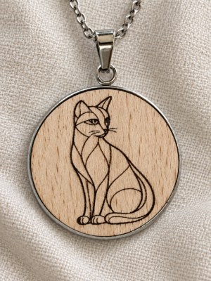 Pendentif Chat en bois